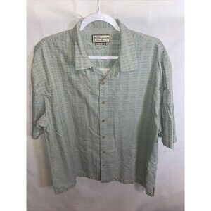 Pusser’s Casual Shirt Men’s Size Large Green Silk Blend Button Up Short Sleeve
